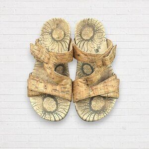 VIONIC Amber Tan Gold Cork Slingback Adjustable Strappy Sandals 7 WIDE